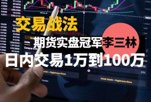 期货实盘冠军“鬼才”日内交易从1万到100万的交易战法-融策资源网
